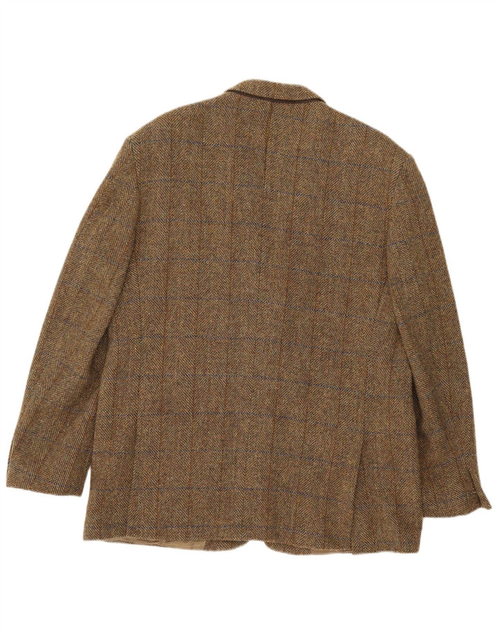HARRIS TWEED Veste blazer à 2 boutons pour homme UK 44 2XL Kaki à carreaux en laine