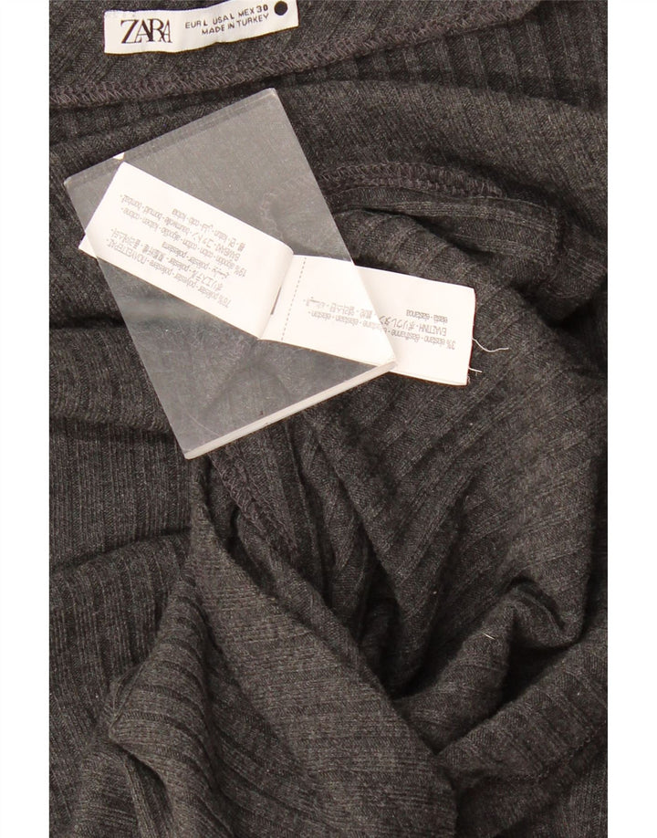 Zara Femme Top Une Épaule UK 14 Large Gris Polyester