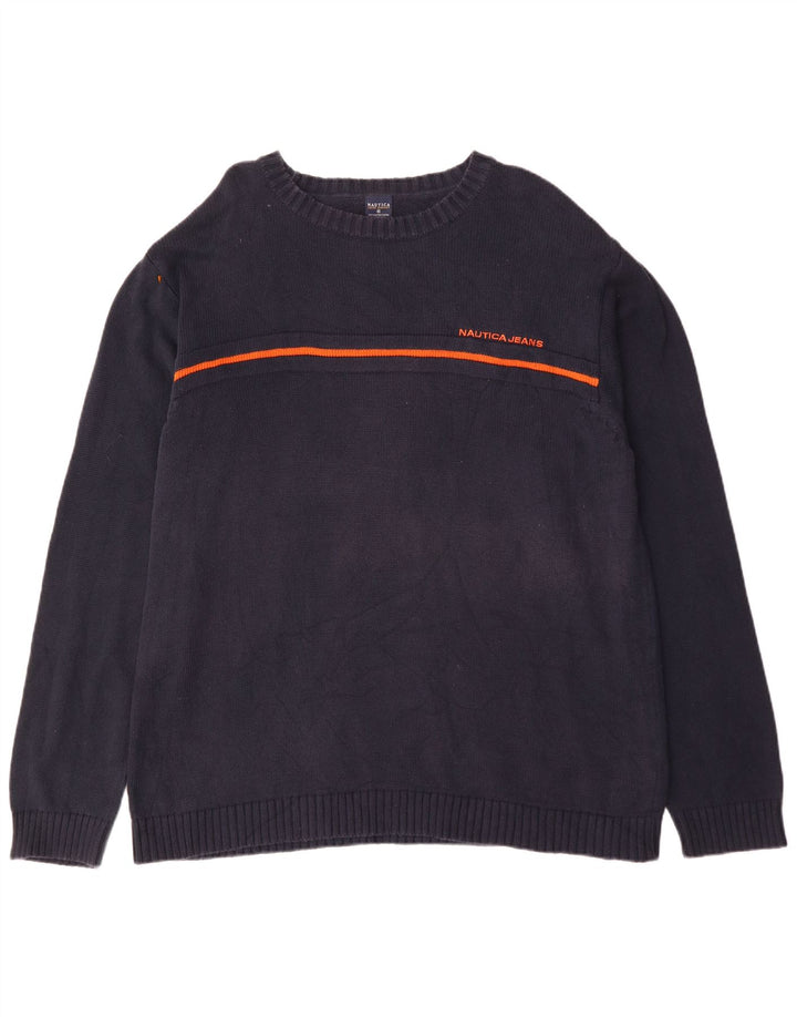 NAUTICA Pull à col rond pour homme 2XL en coton bleu marine