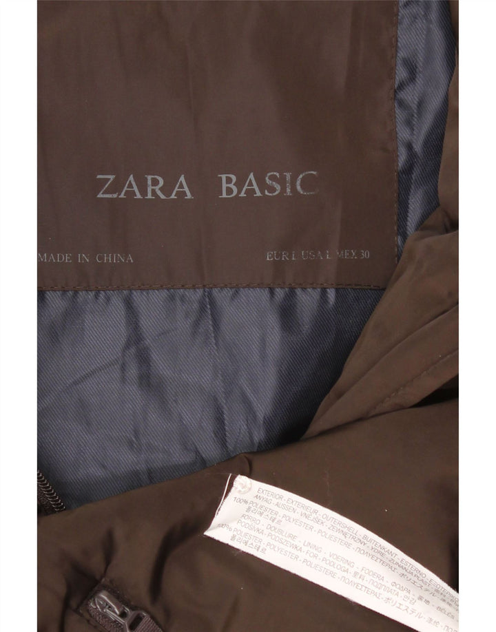 ZARA Femme Gilet Rembourré UK 14 Large Marron Polyester