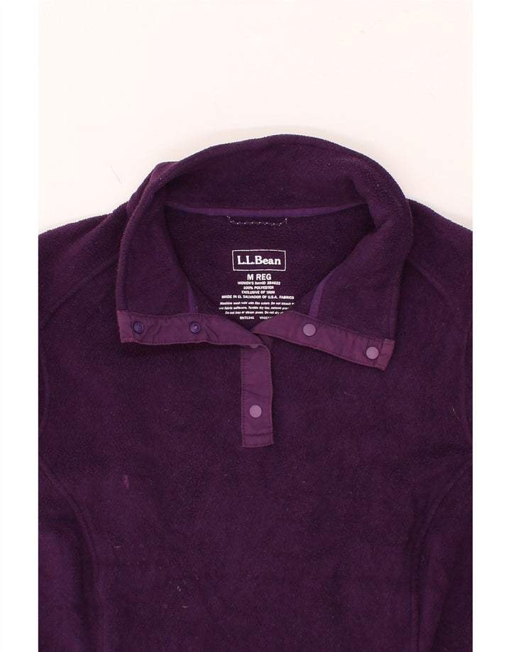 L.L.BEAN Womens Button Neck Fleece Jumper UK 14 Medium Purple Polyester Vintage L.L.Bean and Second-Hand L.L.Bean from Messina Hembry 