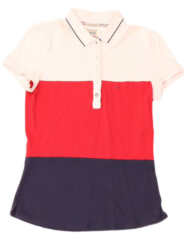 Tommy Hilfiger Polo Femme UK 12 Medium Multicolore Colourblock