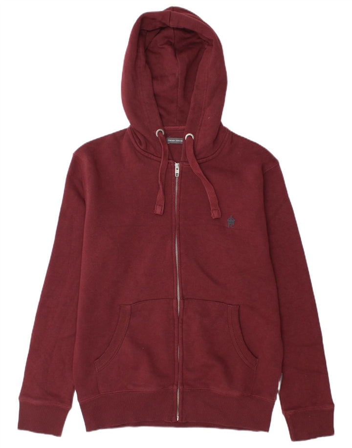 FRENCH CONNECTION Pull à capuche zippé pour homme Petit coton bordeaux
