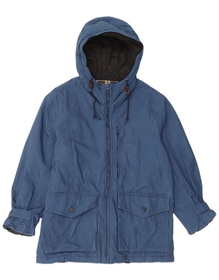 J. Crew Veste coupe-vent à capuche pour homme UK 36 Petit coton bleu