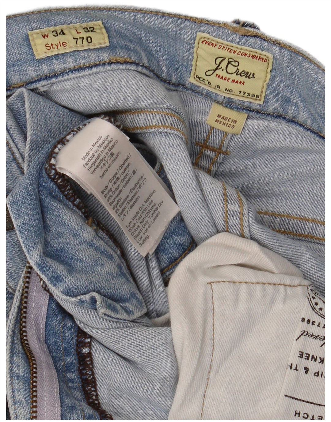 J. Crew Jean droit 770 homme W34 L32 bleu coton