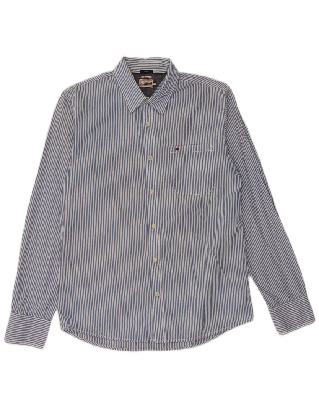 TOMMY HILFIGER Chemise Slim Fit Homme Bleu Moyen Rayé Coton