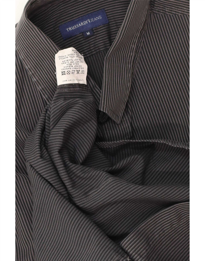 Trussardi Jeans Chemise Homme Gris Moyen À Fines Rayures En Coton