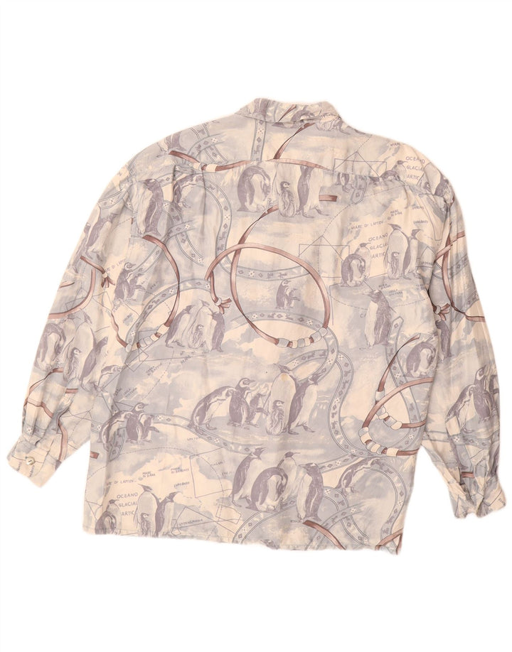 Chemise graphique femme vintage UK 16 Grand Bleu