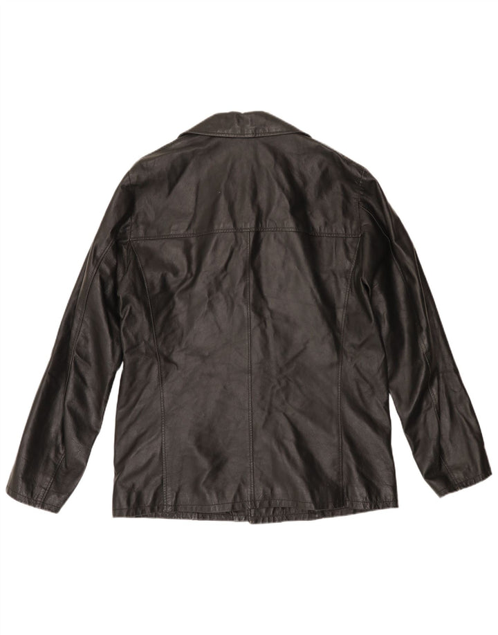 VINTAGE Veste en cuir homme UK 40 Grand cuir noir