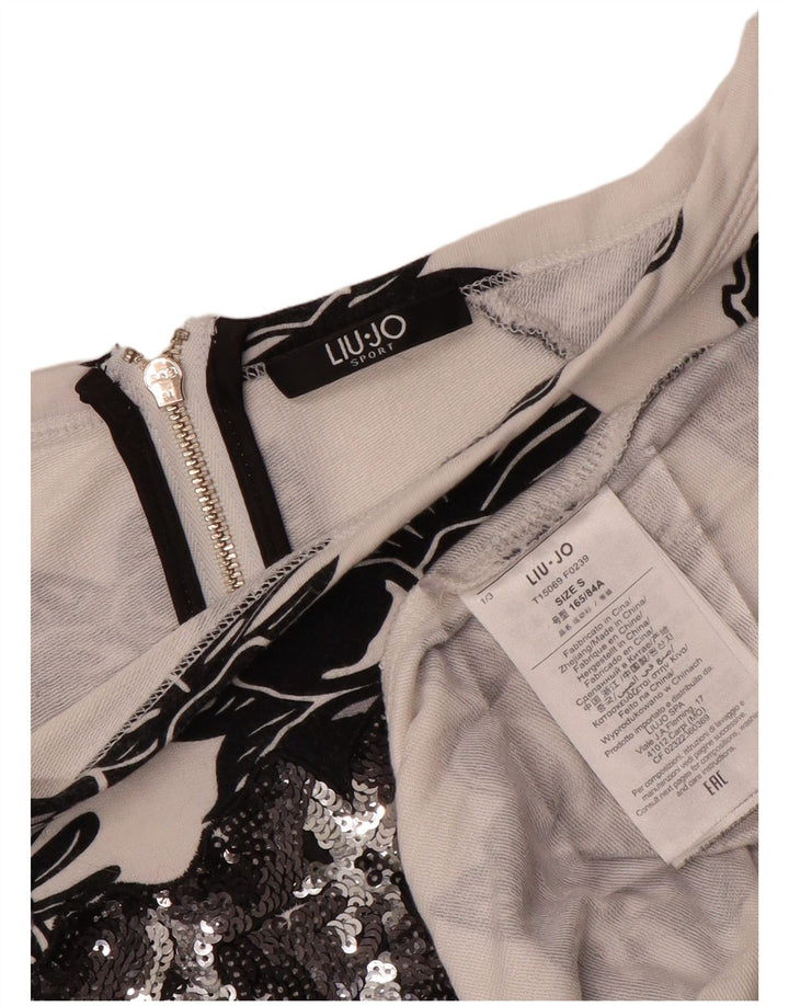 LIU JO Sweat-shirt pour femme UK 10 Small Blanc Floral Viscose