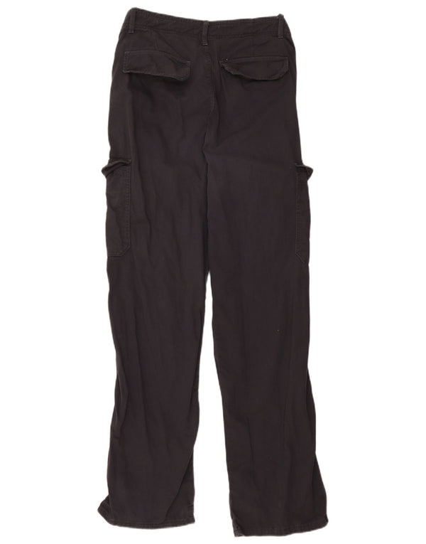 Zara Womens Straight Cargo Trousers EU 38 Small W28 L30 Navy Blue Cotton