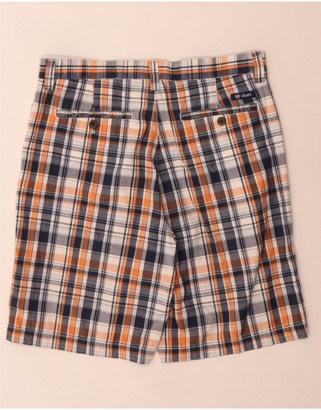 Chaps Short Chino Homme W32 Bleu Marine Moyen à Carreaux