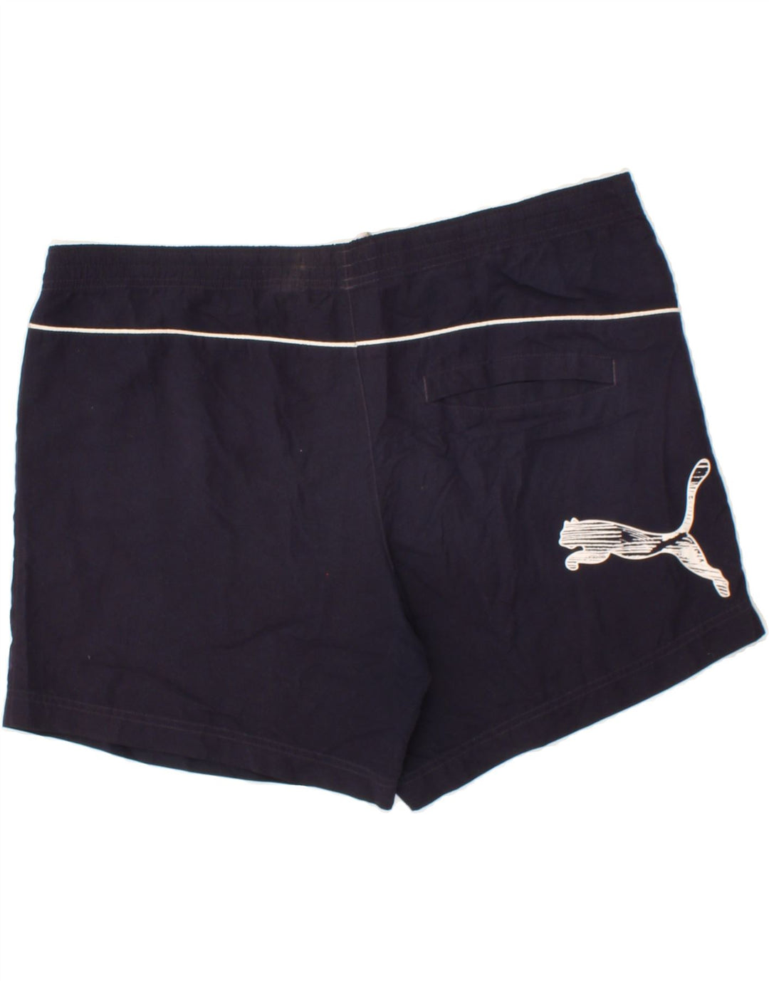 PUMA Mens Graphic Sport Shorts Large  Navy Blue Polyester Vintage Puma and Second-Hand Puma from Messina Hembry 