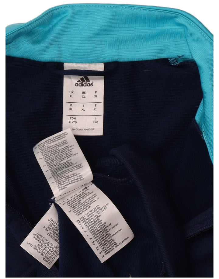 Adidas Veste de survêtement pour homme XL Bleu marine Colorblock Polyester