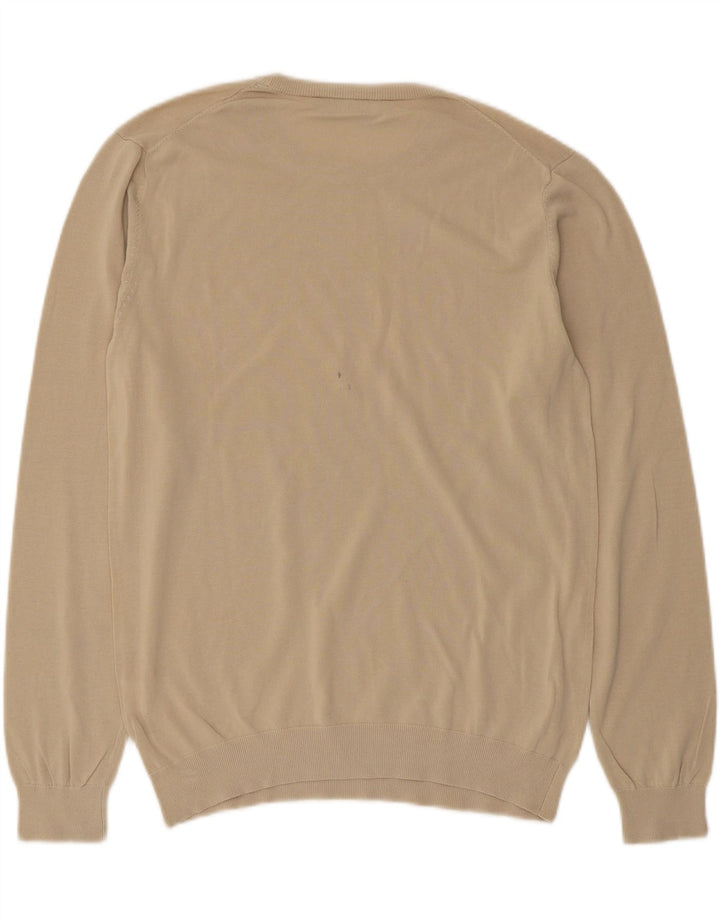 DANIELE ALESSANDRINI Mens Crew Neck Jumper Sweater IT 52 Large Beige Vintage Daniele Alessandrini and Second-Hand Daniele Alessandrini from Messina Hembry 