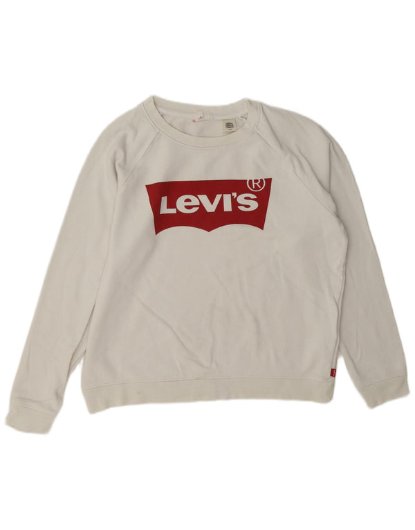 Levi's Sweat-shirt surdimensionné graphique pour femme UK 10 Petit coton blanc