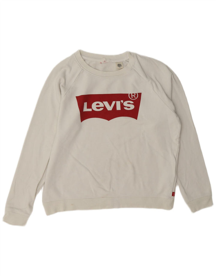 Levi's Sweat-shirt surdimensionné graphique pour femme UK 10 Petit coton blanc