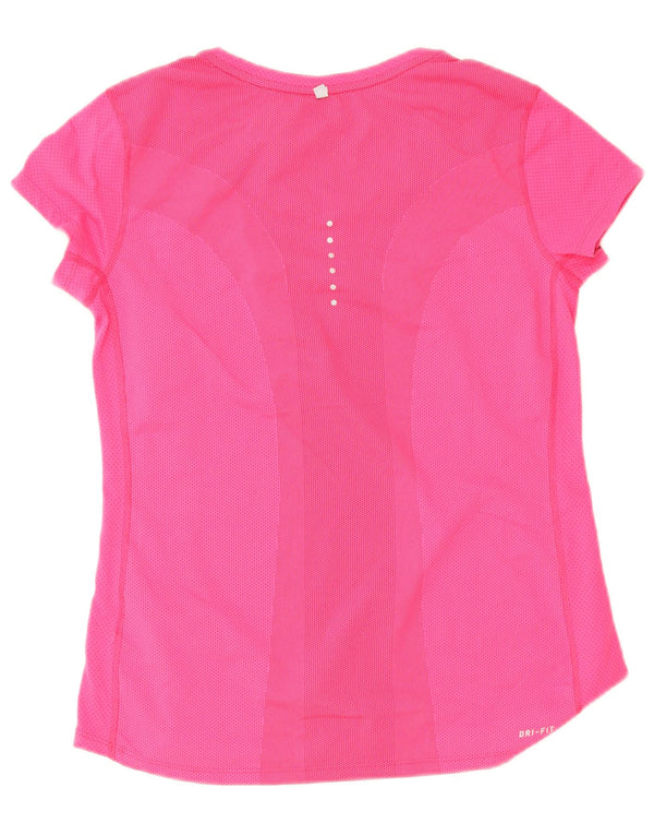 Nike Womens Dri Fit T-Shirt Top UK 12 Rose Moyen Polyester