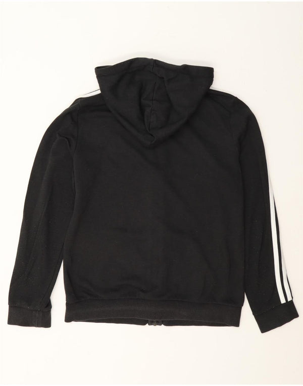 Adidas Pull à capuche zippé pour femme UK 12/14 Coton noir moyen