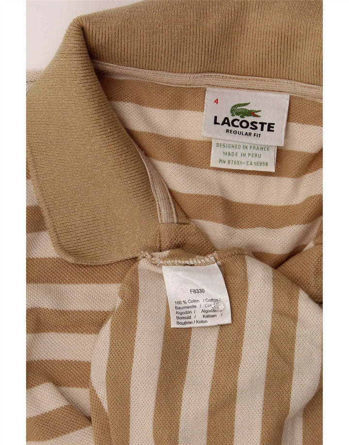 Lacoste Polo Homme Taille 4 Coton Rayé Marron Moyen