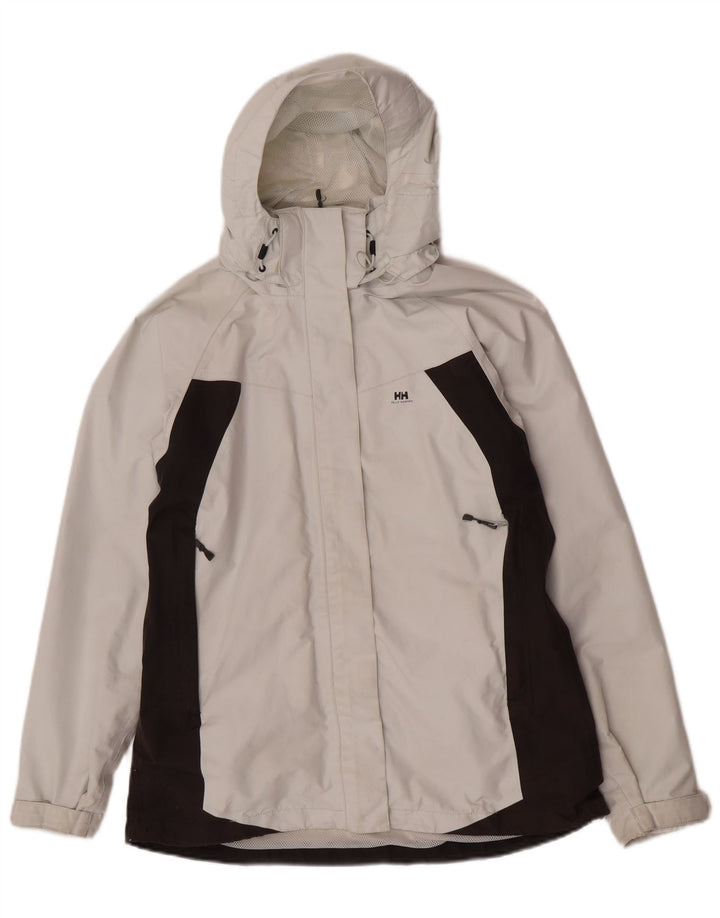 Helly Hansen Veste de pluie à capuche pour femme UK 14 Medium Off White Colourblock