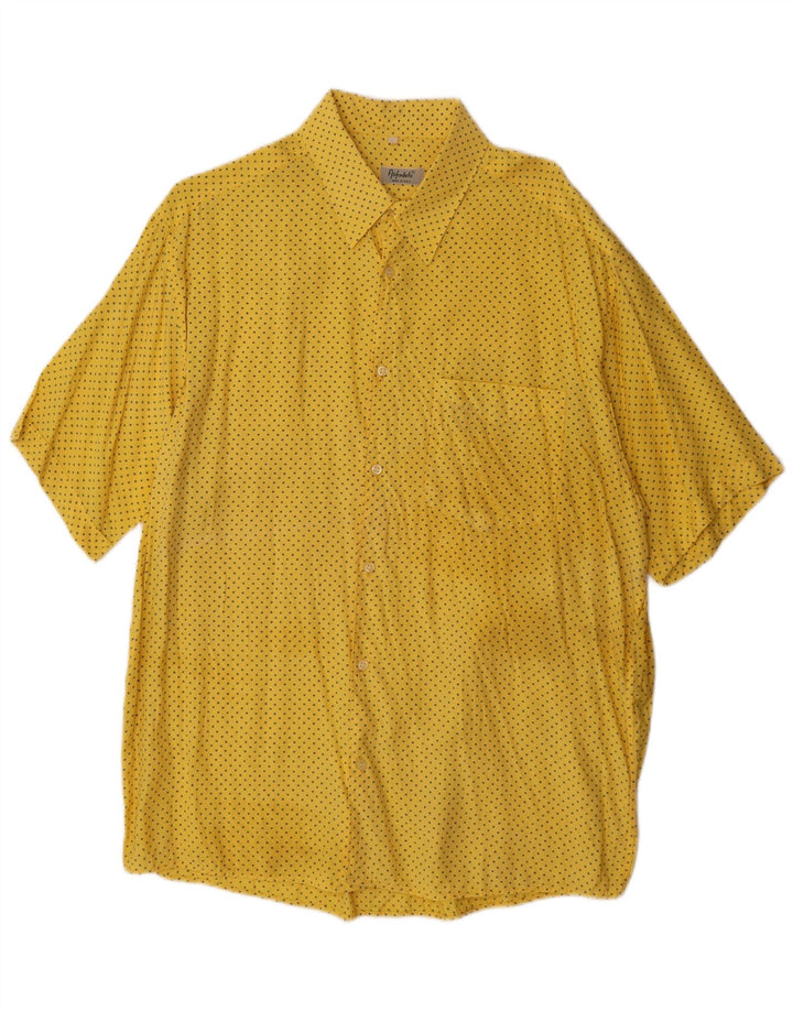 Chemise à manches courtes homme vintage grande viscose tachetée jaune