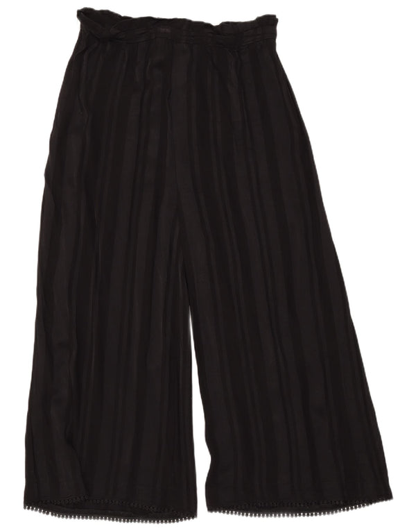 Zara Pantalon court à jambe large pour femme Large W32 L24 Noir rayé