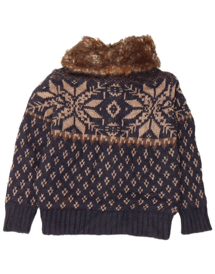 Zara Homme Pull Cardigan Bleu Marine Moyen Fair Isle Acrylique