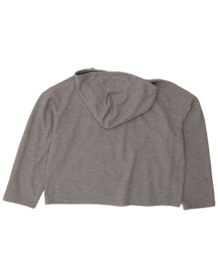 Zara Femme Haut Oversize À Capuche Manches Longues UK 14 Gris Moyen Taché