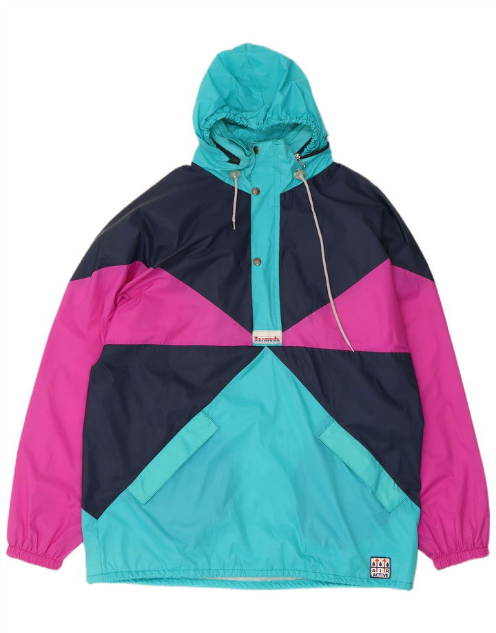 veste de pluie à capuche vintage pour hommes UK 40 Grand colourblock multicolore