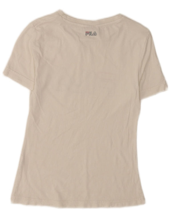 Fila T-shirt graphique à manches courtes pour femme UK 4 XS Blanc