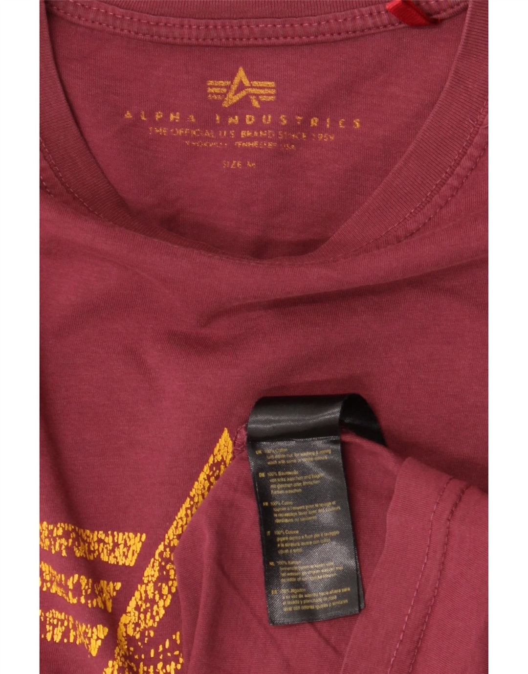 ALPHA INDUSTRIES T-shirt graphique pour femme UK 14 Coton bordeaux moyen