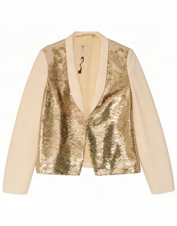 Ted Baker Veste blazer ouverte pour femme Taille 3 Medium Off White Colourblock