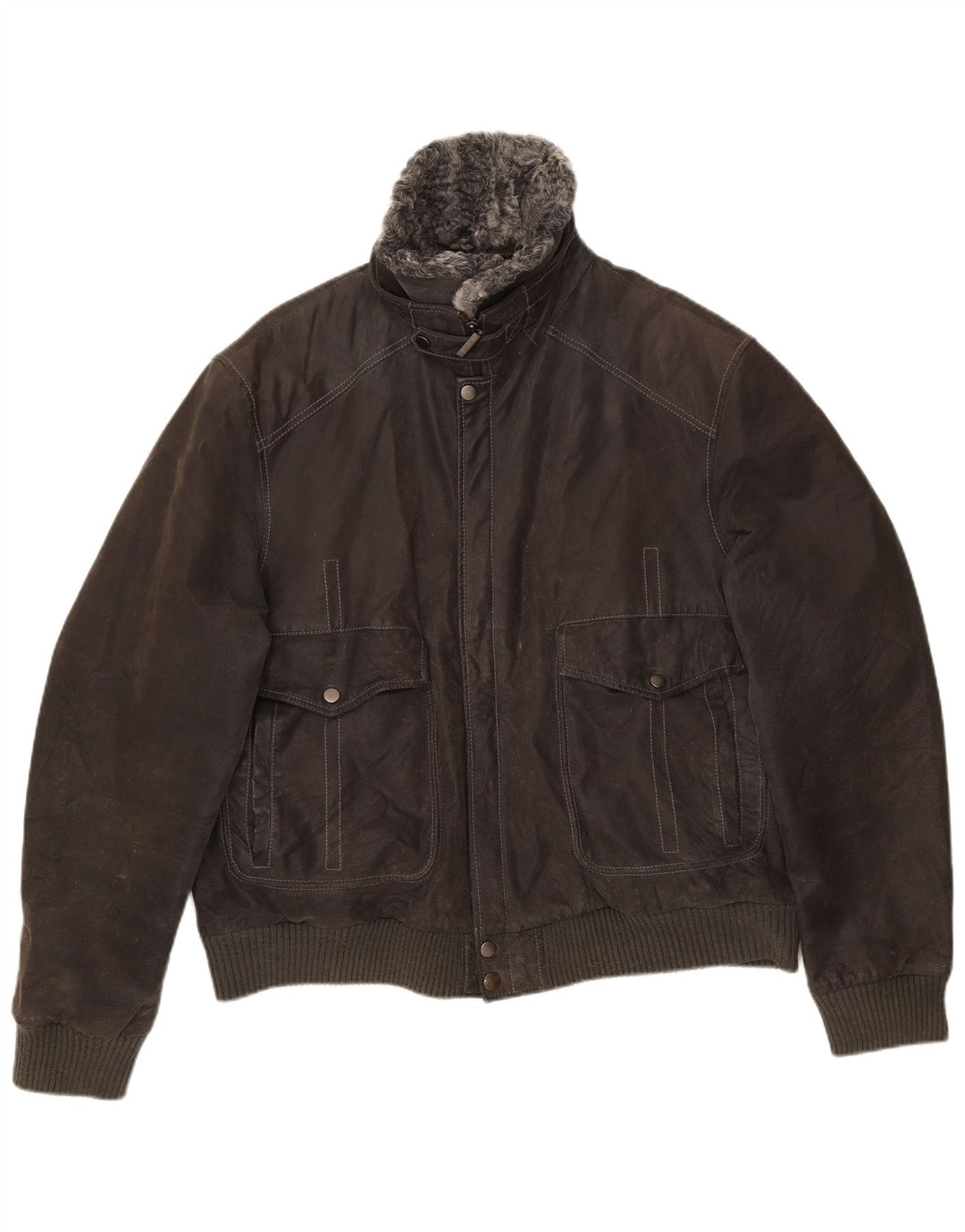 VINTAGE Veste bomber en daim pour homme UK 42 XL Cuir gris