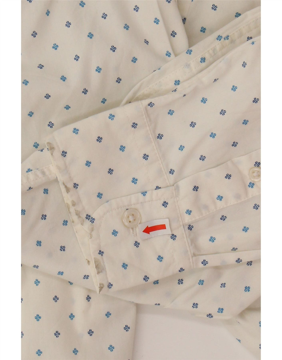 BENETTON Mens Slim Shirt Medium White Floral