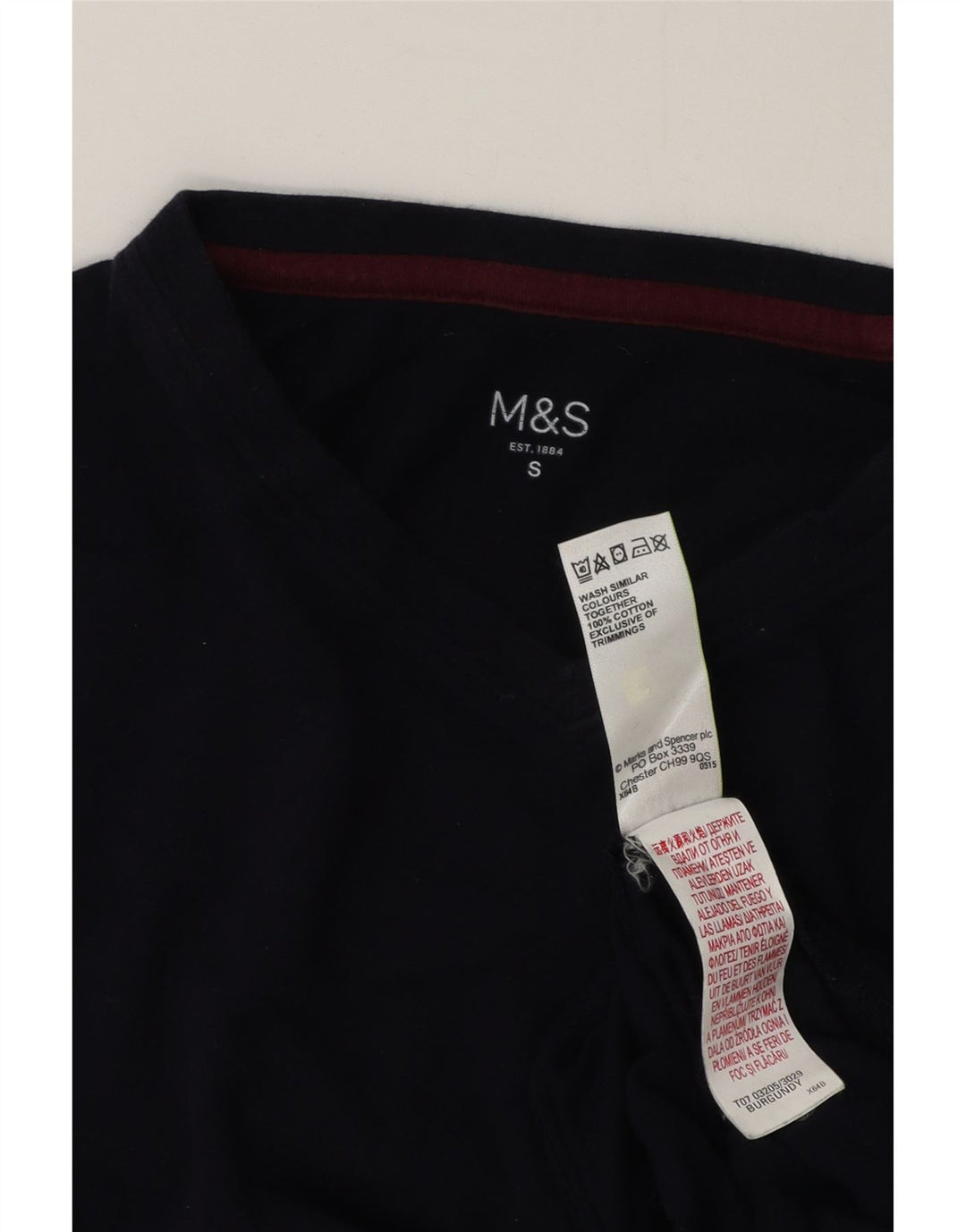 MARKS & SPENCER Haut Homme Manches Longues Petit Bleu Marine Coton