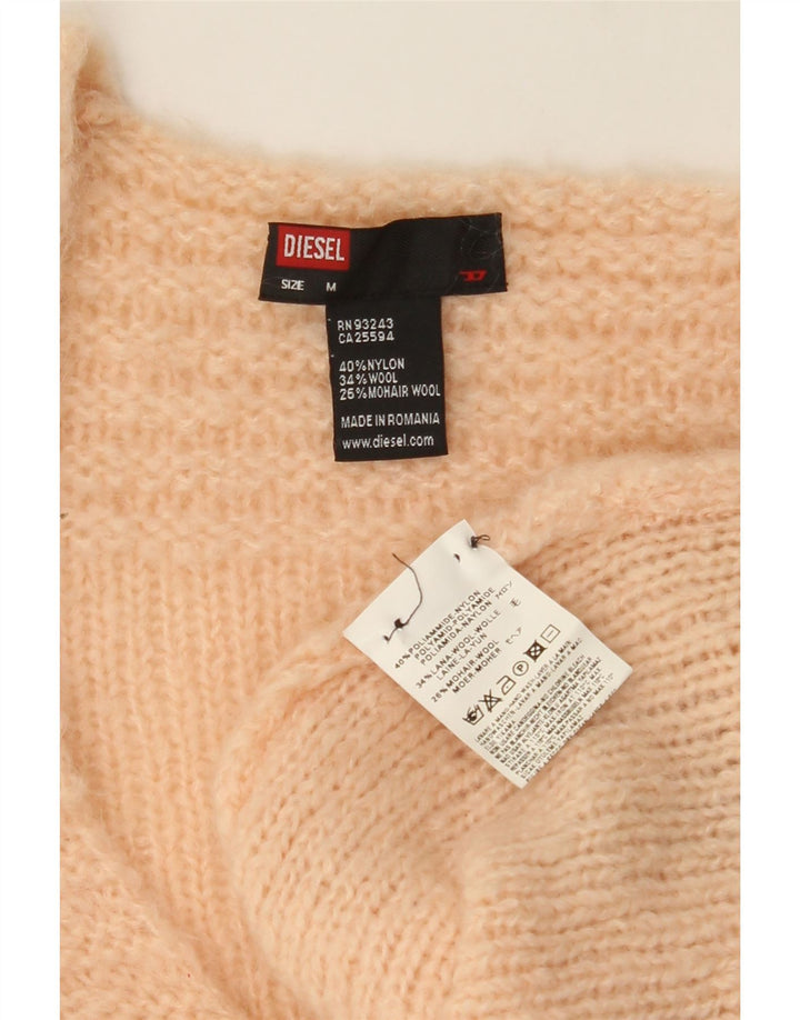 DIESEL Womens Crop V-Neck Jumper Sweater UK 12 Medium Beige Polyamide Vintage Diesel and Second-Hand Diesel from Messina Hembry 