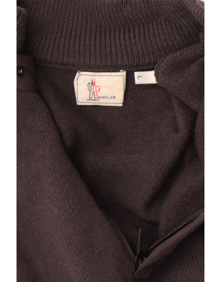 Moncler Hommes Zip Neck Jumper Pull Large Gris Laine