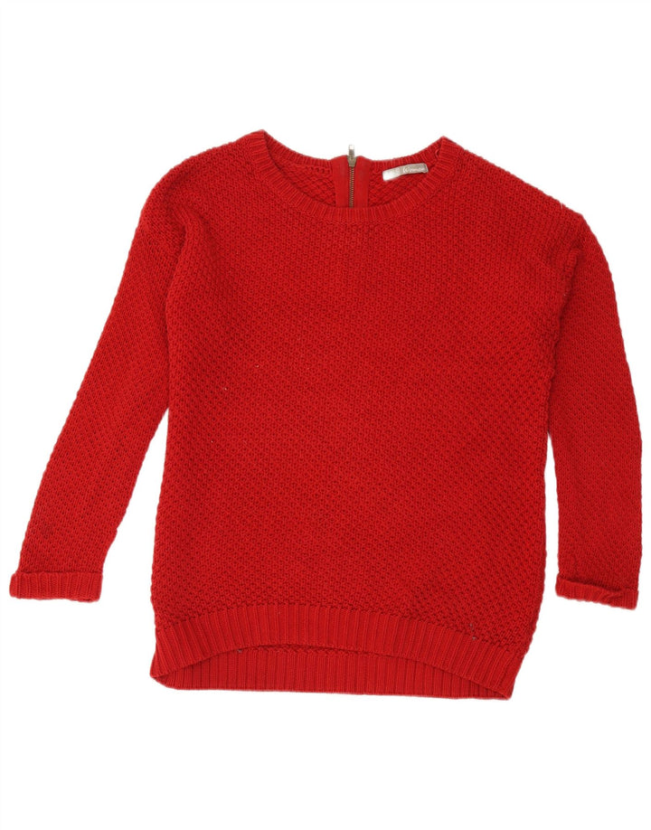 Marks & Spencer Pull surdimensionné à col bateau pour femme UK 10 Petit Rouge