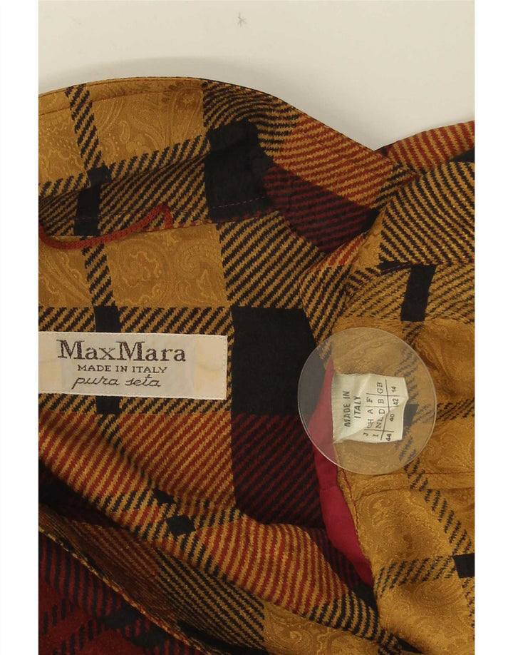 Max Mara Veste blazer croisée pour femme UK 14 Grand carreaux bordeaux