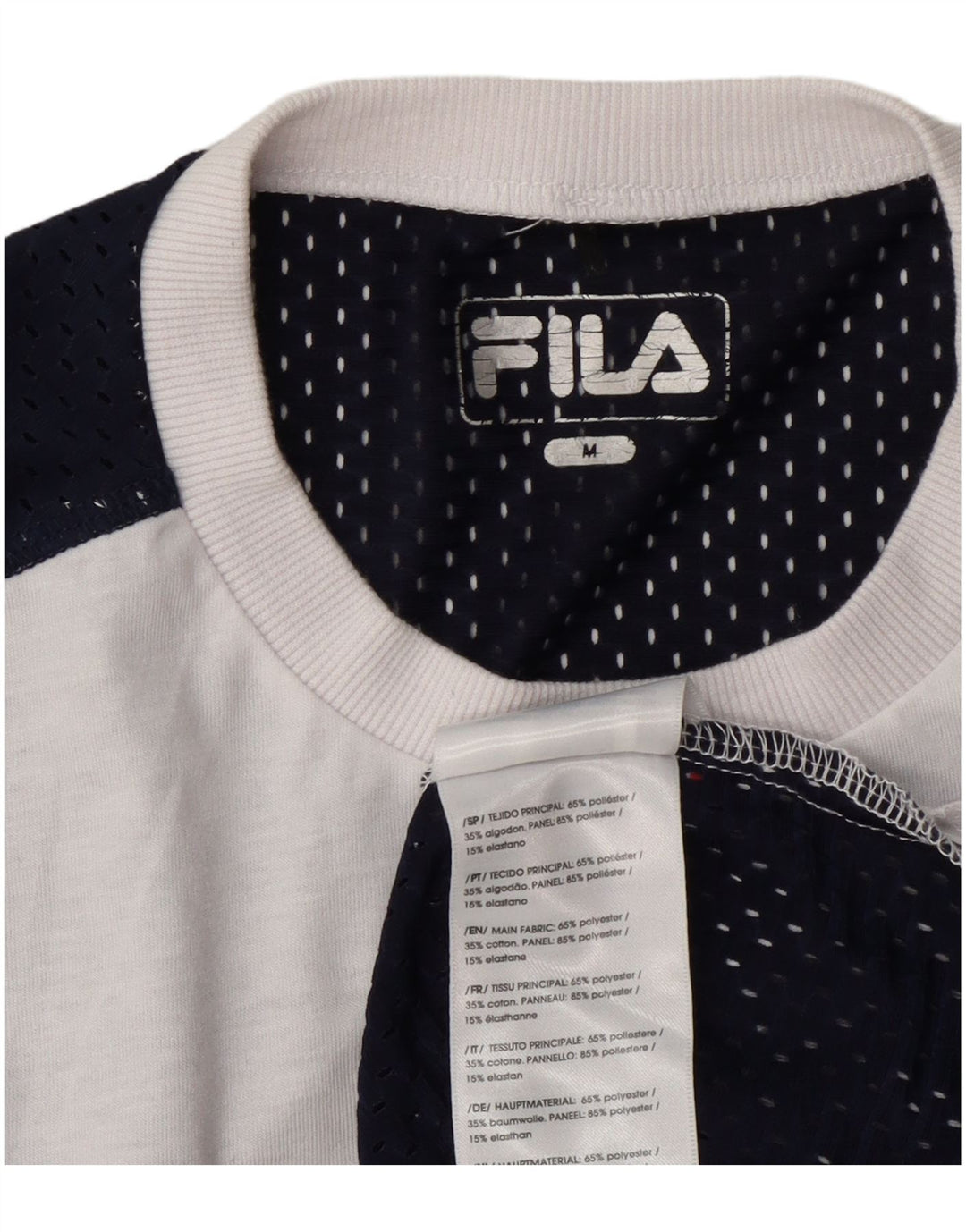 Fila T-shirt graphique pour femme UK 14 Polyester color block blanc moyen