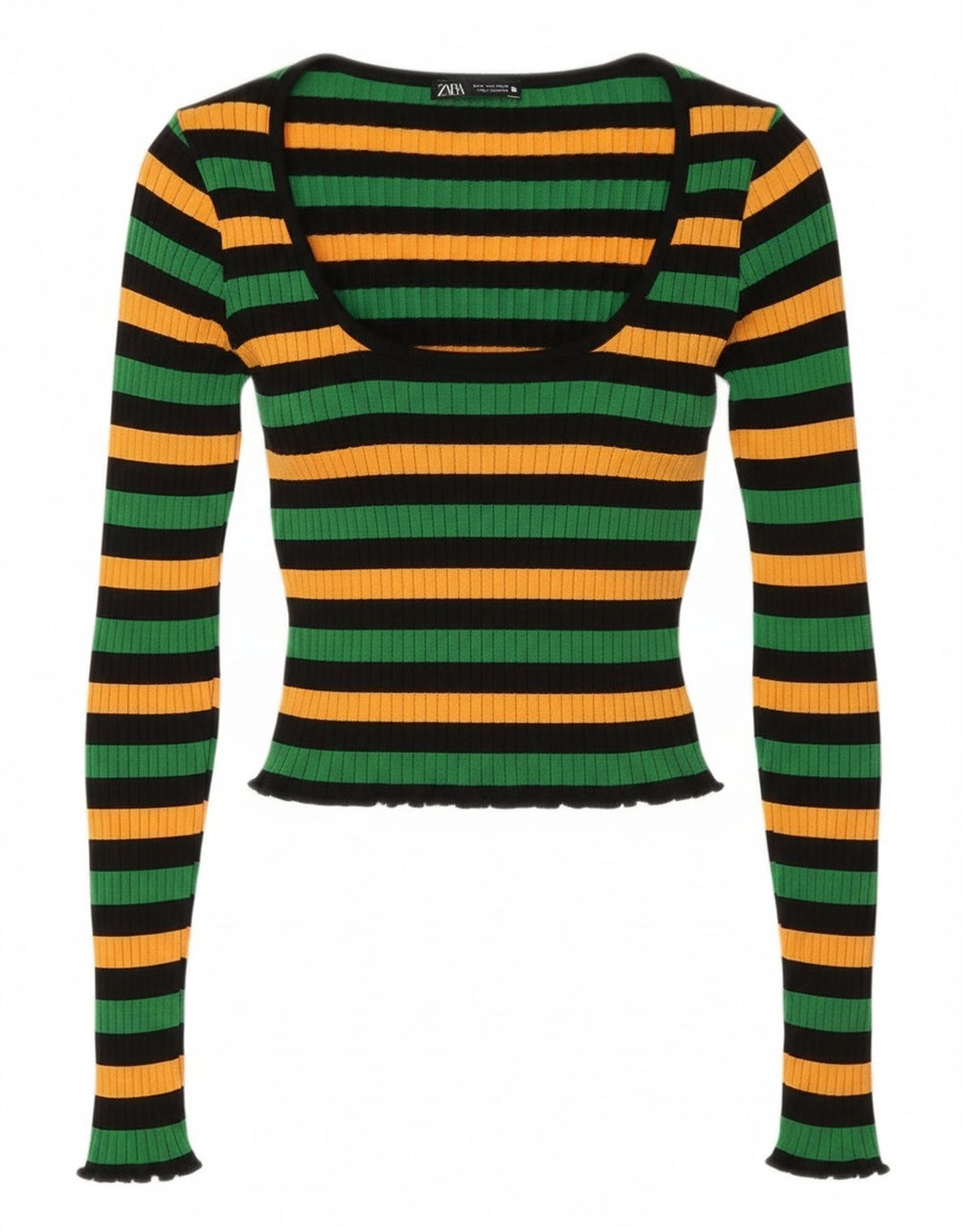 Zara Womens Crop Top UK 12 Medium Multicolore Rayé