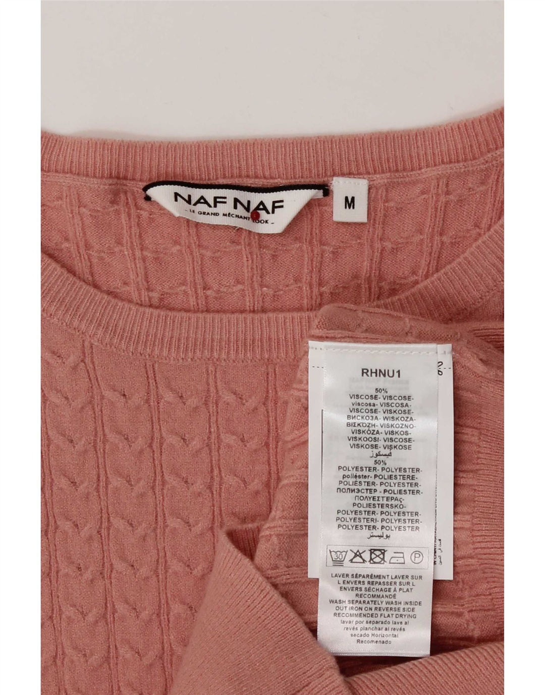 Naf Pull col bateau pour femme UK 12 Viscose rose moyen