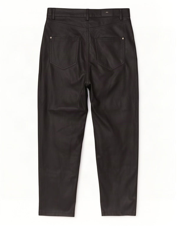 Zara Pantalon court taille haute en simili cuir pour femme EU 38 Small W28 L24 Noir