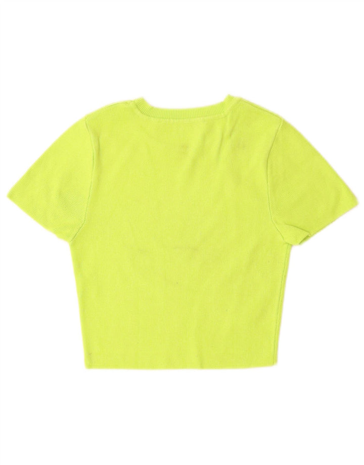 ZARA Pull court à manches courtes et col bateau pour femme UK 8 Petit Vert