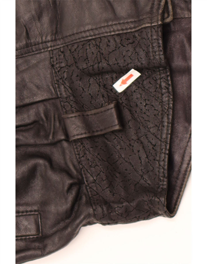 Lee Veste en cuir surdimensionnée pour femme UK 10 Petit cuir noir