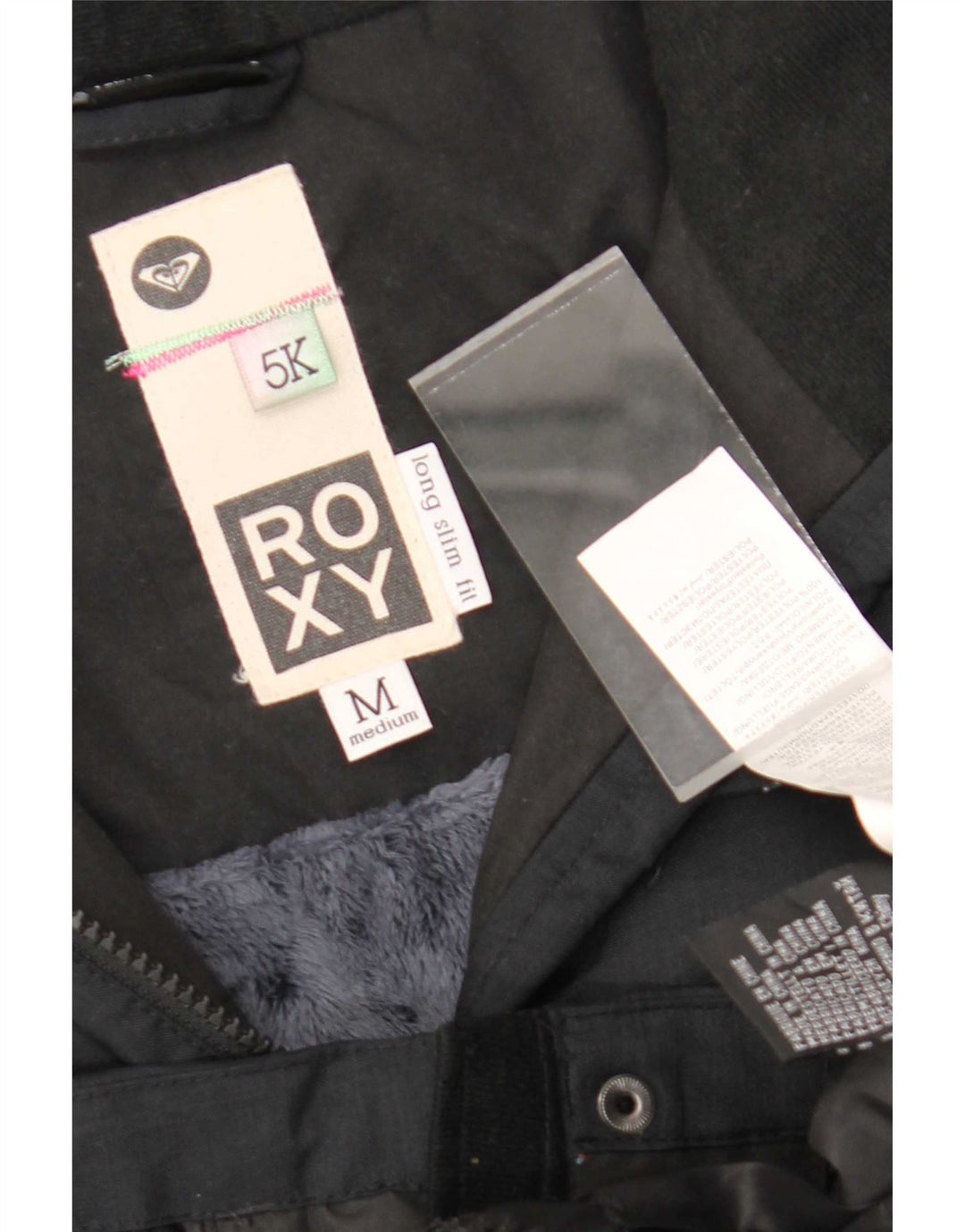 Roxy Veste coupe-vent à capuche coupe slim pour femme UK 14 Noir moyen Polyester