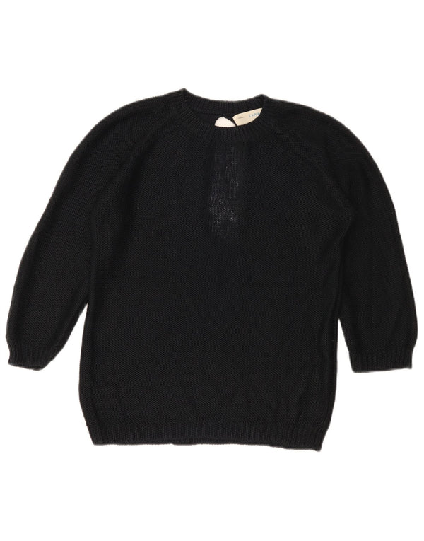 Zara Pull à manches 3/4 et col rond pour femme UK 10 Small Noir
