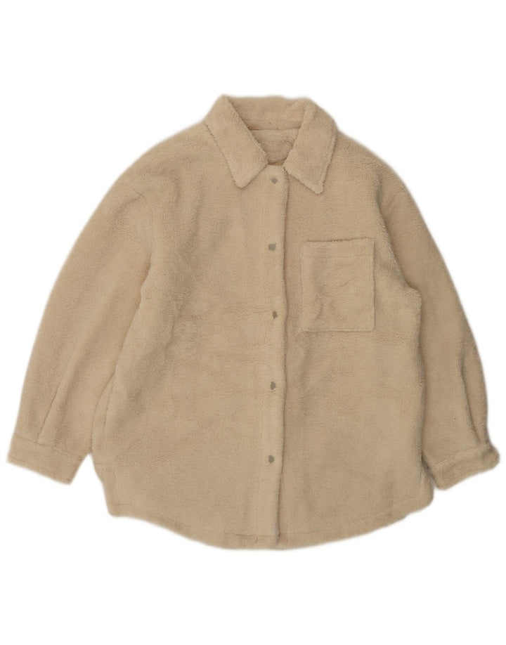 Topshop Veste polaire surdimensionnée pour femme UK 10 Small Beige Polyester