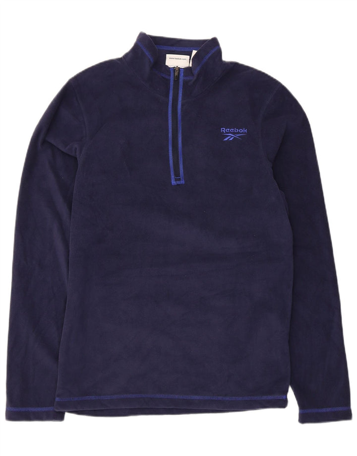 Reebok Pull Polaire Zip Neck Homme Bleu Marine Moyen Polyester Sports